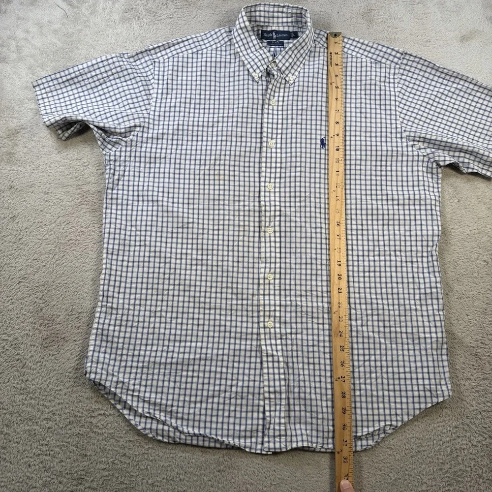 Polo Ralph Lauren Shirt Mens Large Blue White Black Check Button Down Pony